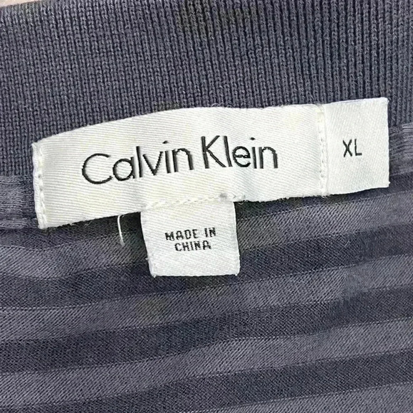 Calvin Klein size XL polo navy gray stripes Johnny collar - Picture 3 of 5